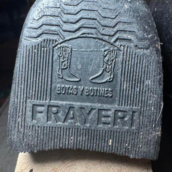 FRAYERI Black Leather Western Cowboy Boots Embroidered No Size See Measurements - Picture 6 of 6